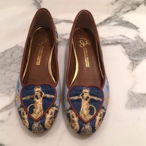 Beverly Feldman Blue Scarf Print flats